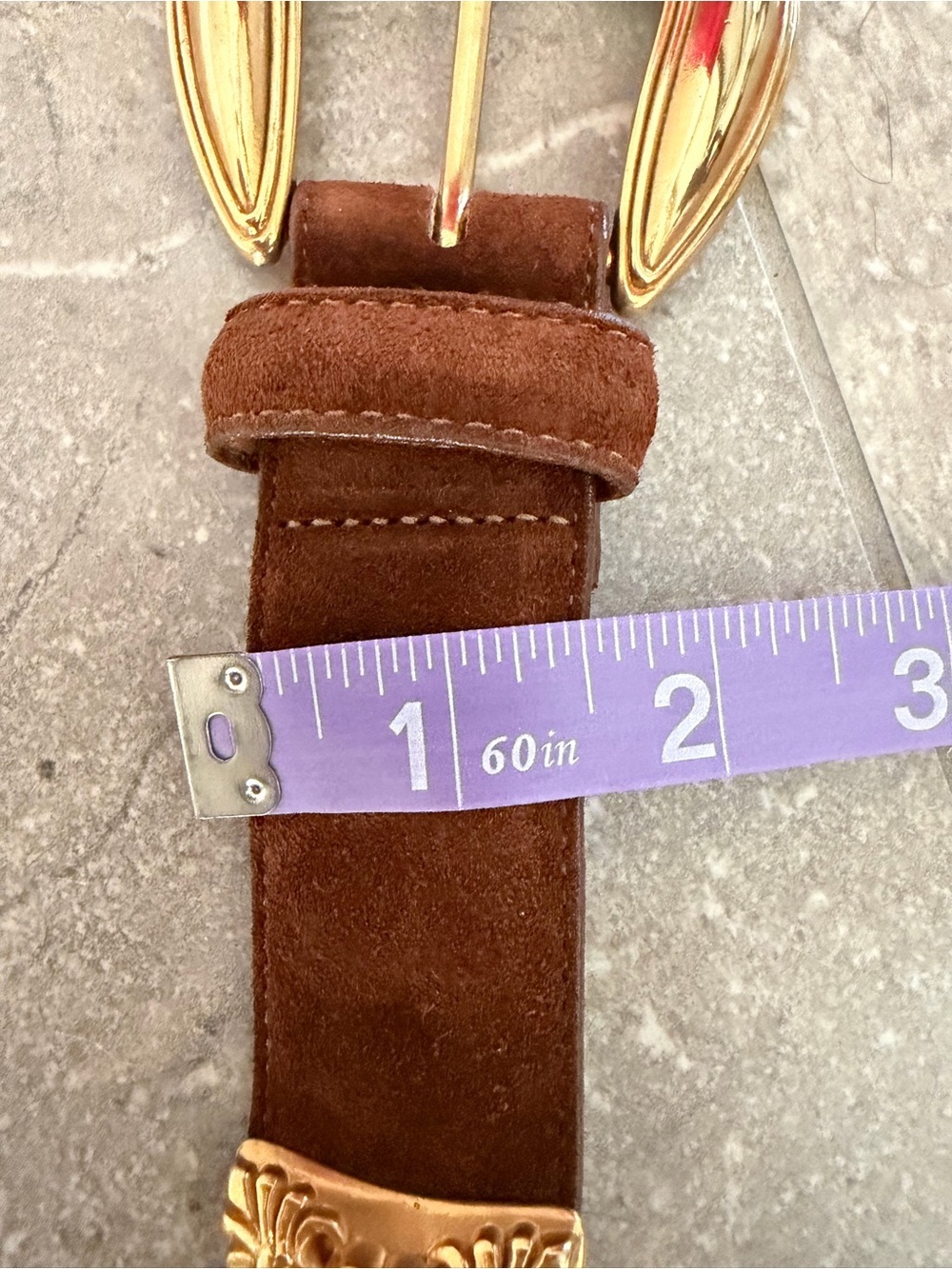 Vintage Brighton Multicolor Colorblock Suede Statement Brass Belt Sz Medium USA - Picture 12 of 15